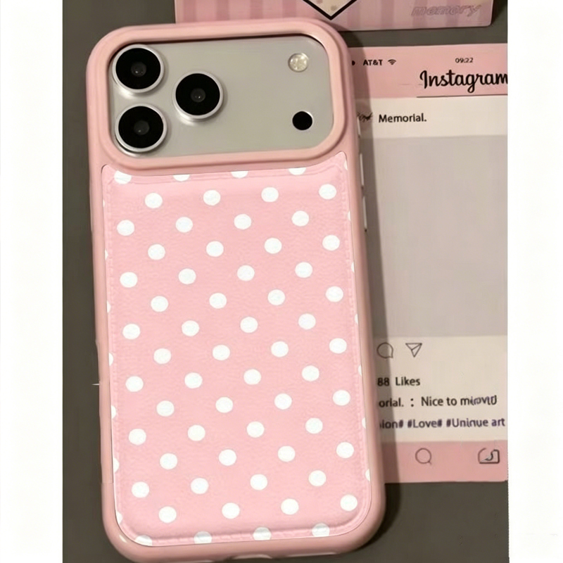 Phone Cases Polka Dot - Trendy schattige roze polkadot patroon leren