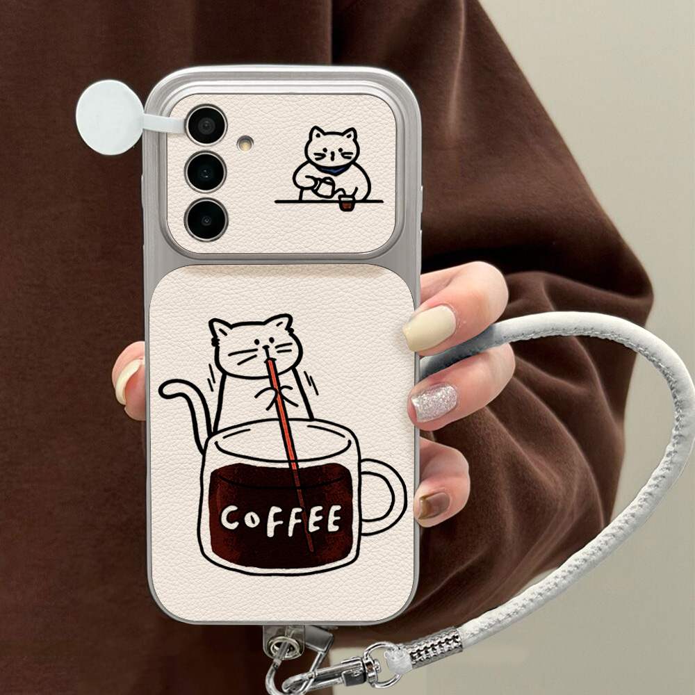 Phone Cases Cat - Koffie Schattige Kat Telefoonhoesje voor Samsung
