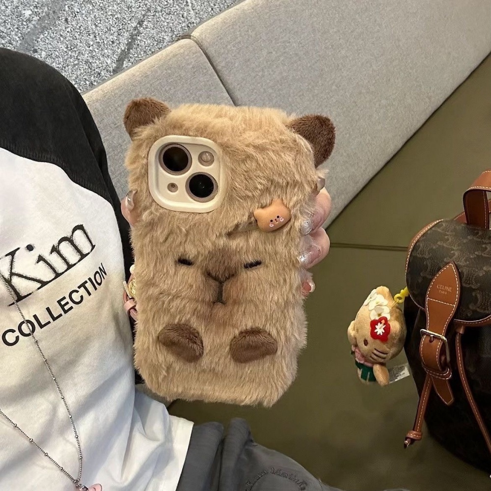 Phone Cases Iphone 11 - Luxe Capybara Pluizig Bont Telefoon Case