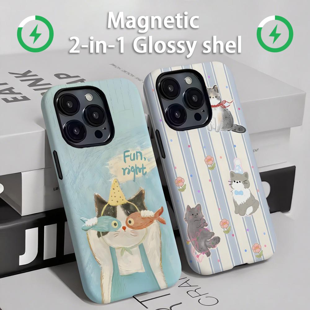 Phone Cases Iphone 13 - Leuke katten en honden Telefoonhoesje Magnetisch