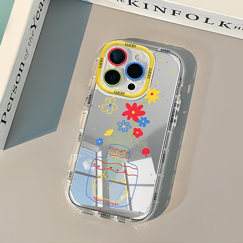 Phone Cases Art - Zomerse Daisy Cat Vaas Design Spiegel
