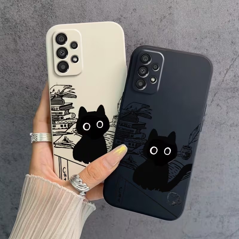 Phone Cases Cat - Schattig zwart kattenpatroon telefoonhoesje voor Samsung