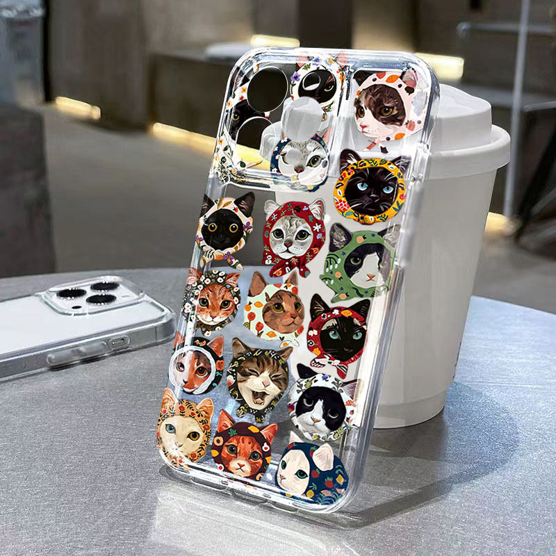 Phone Cases Cat - Schattige bandana kat transparante telefoonhoesje voor