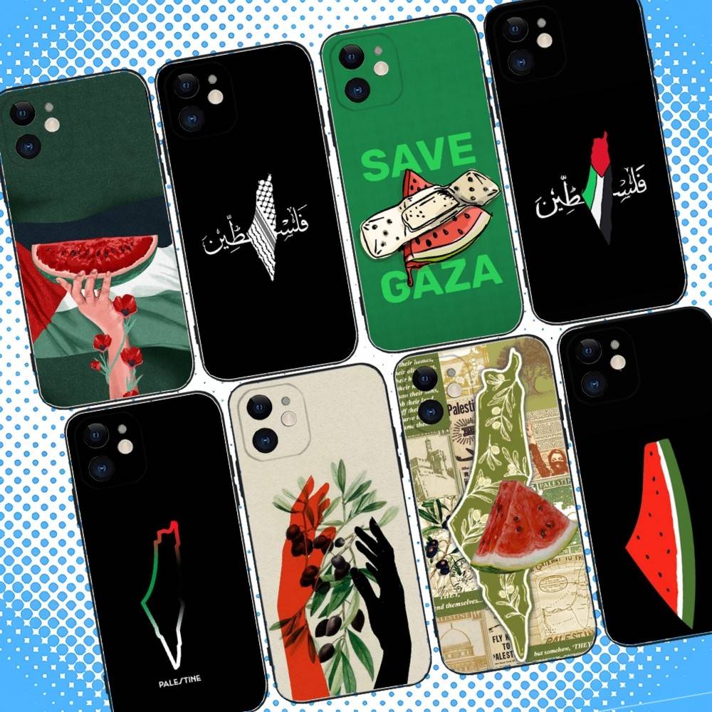 Phone Cases Vape - EmbroidereS-Flag-Palestines telefoonhoesje voor iPhone 17,16,15,14,13,12,11,Pro,Max,Plus,Air,X,XS,XR,SE,8,7,Mini,zacht zwart