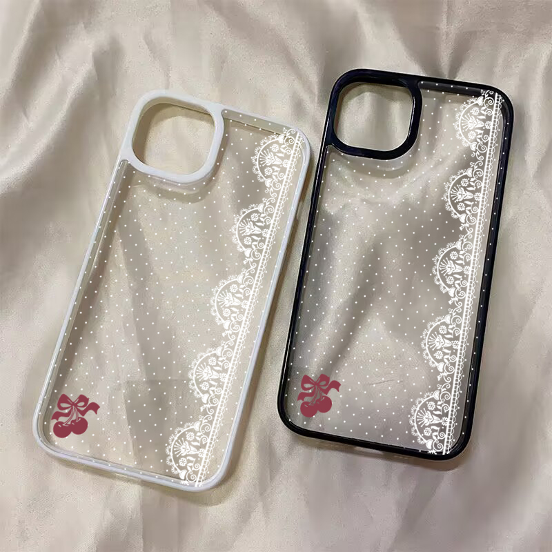 Schattig kersenroze wit kant p - Phone Cases Polka Dot recensie en prijs